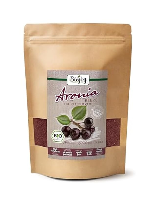 Biojoy Polvo de bayas de Aronia orgánico (750 gr), sin Azúcar & aditivos, Aronia melanocarpa o86TvZPS