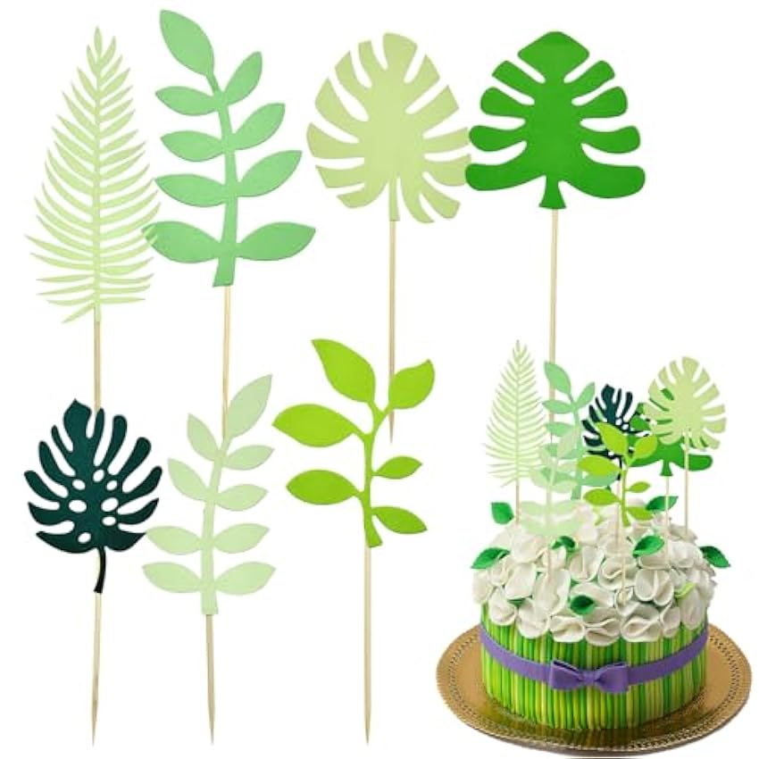 14 piezas de decoración para tartas de hojas tropicales