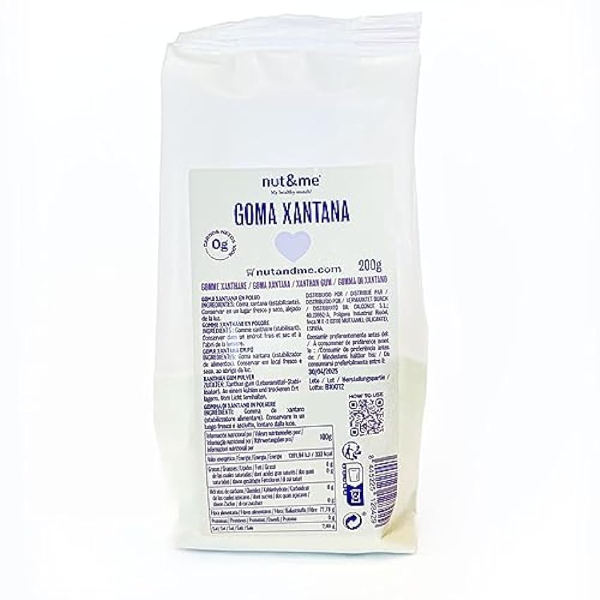 Goma Xantana 200 gr nut&me | Espesante alimenticio | Estabilizante natural | Sin gluten | Sin gluten, sin lactosa, sin aditivos | Sin OGM | Low carb | Vegano HOfyJHJg