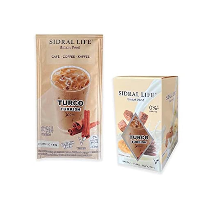 Bebida de CAFÉ TURCO 15u. - Sidral Life - Café instantáneo 700 ml. - Saborizantes Sin Azucar - 0% Grasas - Vitamina C, B12 JYQCwLez
