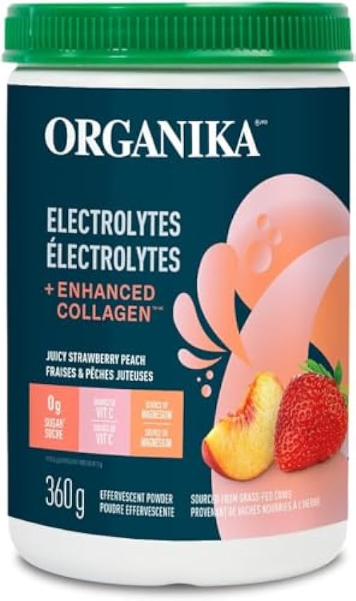 ORGANIKA Electrolytes + Enhanced Collagen, Strawberry Peach, 360g PHDXpUrQ