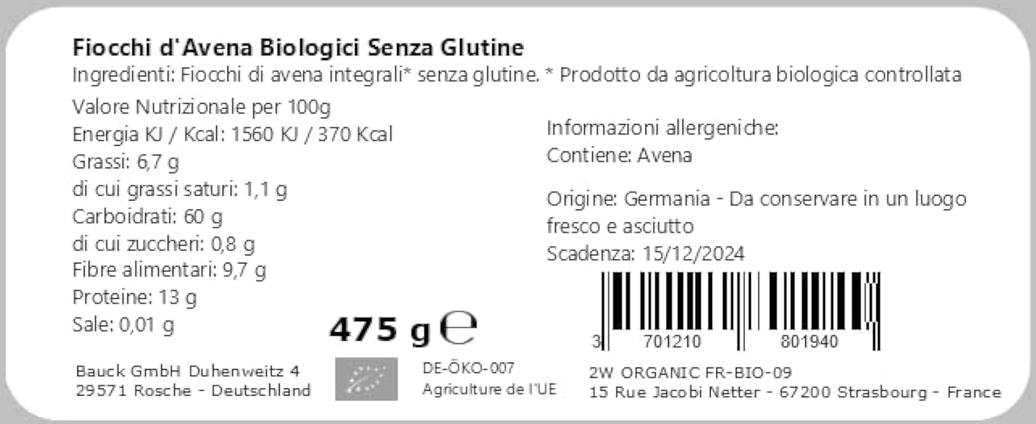 Copos De Avena Sin Gluten Orgánica 475g Bauckhof | Avena Bio En Copos Sin Gluten mJlzuWKJ