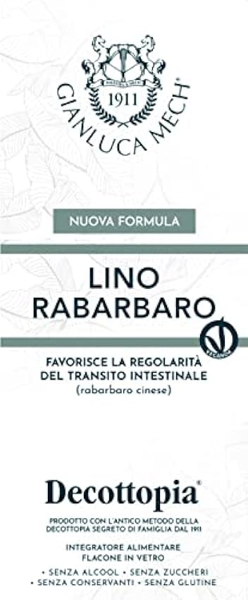 Gianluca Mech - Lino Rabarbaro, Suplemento Alimenticio Keto de 500 ml, Favorece la Función Intestinal, con Psyllium y Sen, Vegano kV9Dswbu