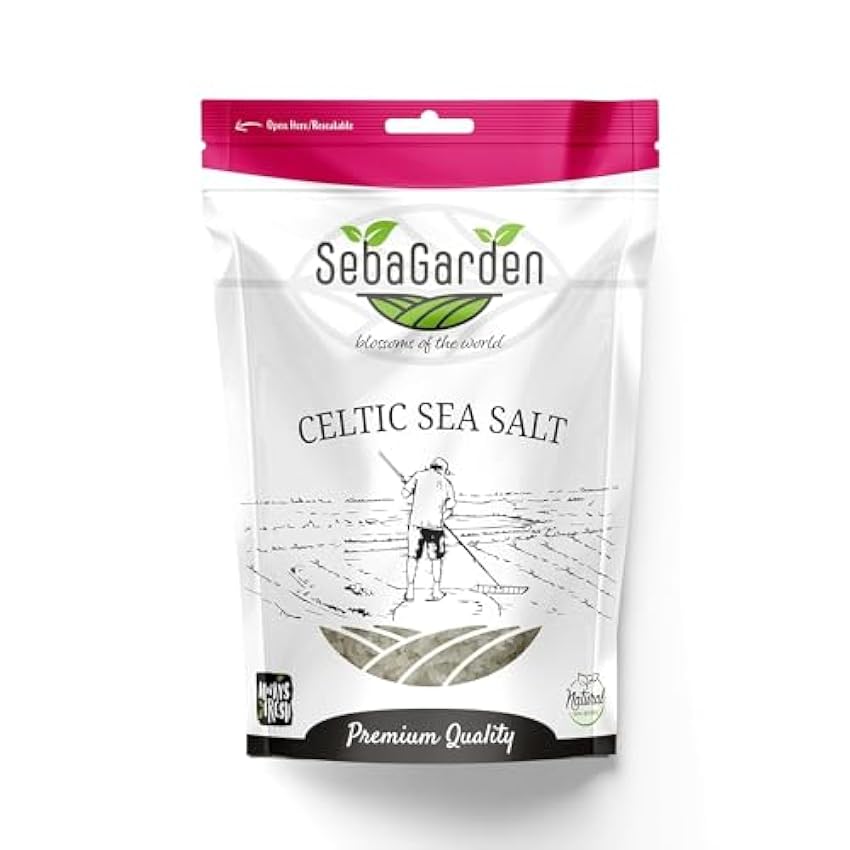 Seba Garden Sal marina celta gris, 1 kg, bolsa de sal marina gris certificada orgánica resellable, cosechada a mano, contiene más de 82 minerales esenciales LYNfbERN
