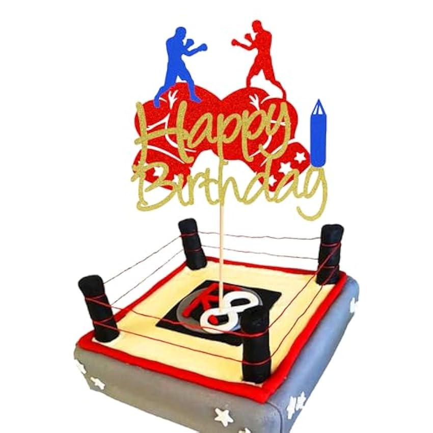 Arthsdite 1 decoración de pastel de cumpleaños de boxeo, guantes de boxeo, decoración de pasteles, suministros de decoración de pasteles de fiesta temática de cumpleaños n8JzfsGS