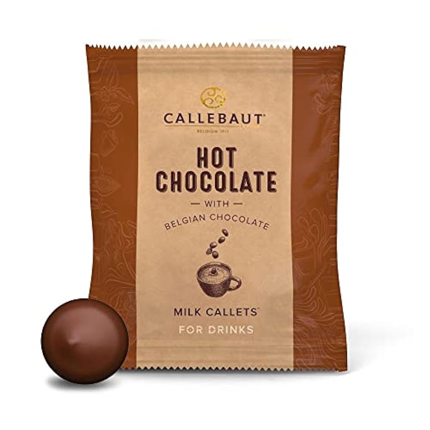 Callebaut Hot Chocolate Milk Callets, leche entera de chocolate para mezclar en leche, 33,6% de cacao, 25 x 35 g en dispensador. gEzHZScW