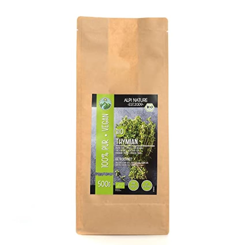 Tomillo orgánico seco (500g), tomillo orgánico frotado de cultivo orgánico controlado, 100% puro y natural para la preparación de mezclas de especias y té de tomillo jxVsE2PD
