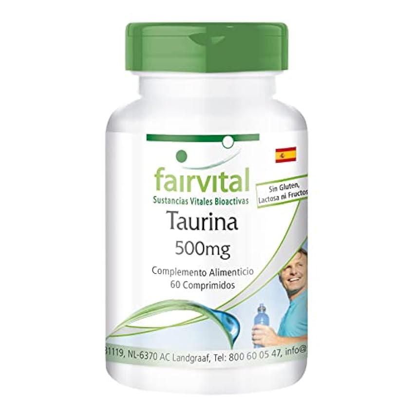 Taurina 500mg - VEGANO - Dosis alta - 60 Comprimidos - Calidad Alemana MVc8NXId