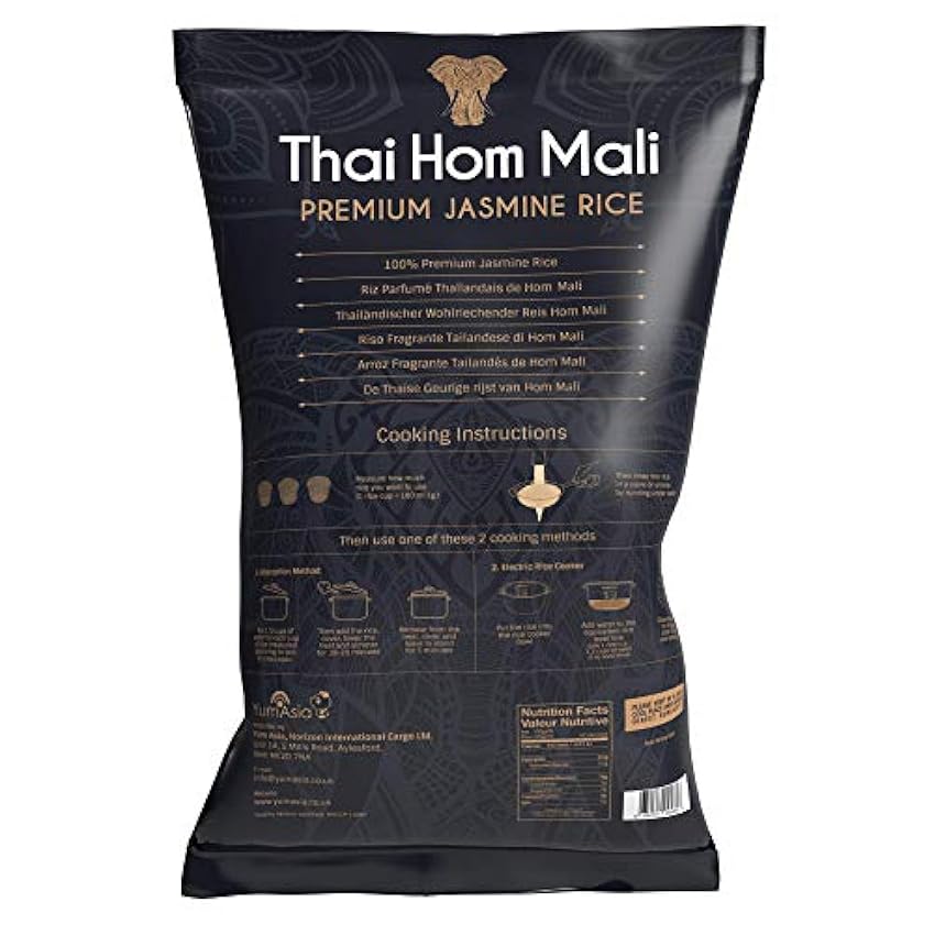 Yum Asia Thai Hom Mali Premium Arroz Jazmín Blanco – 5kg iwLJS49T