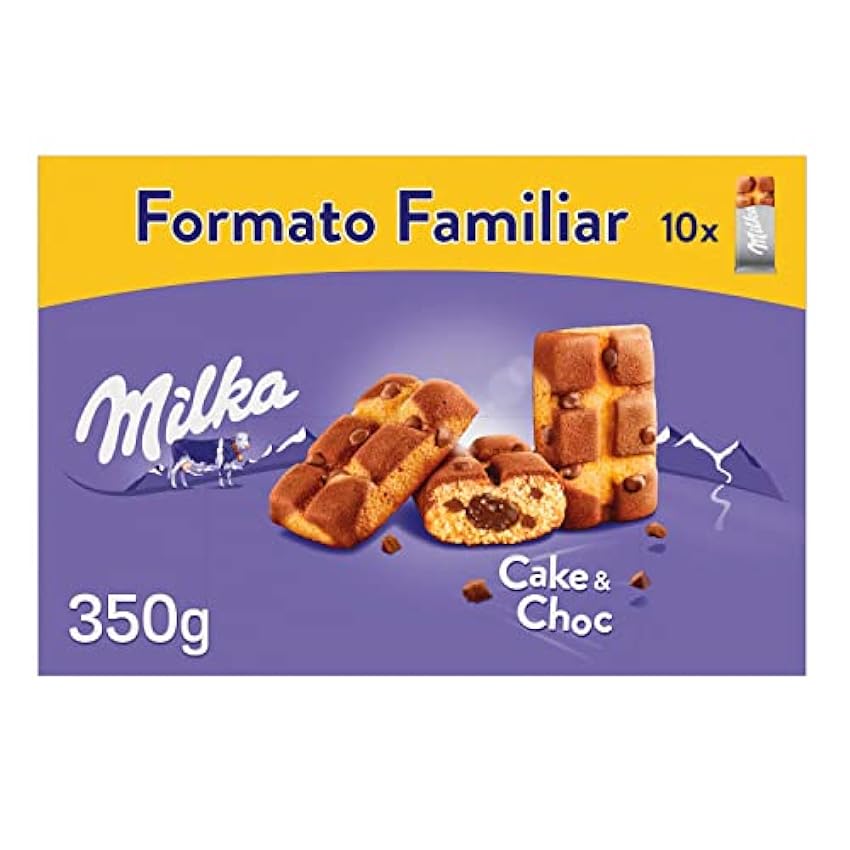 Milka Cake & Choc Bizcocho con Pepitas de Chocolate con Leche de los Alpes y Relleno de Chocolate Formato Familiar 350g HPk1ywsK