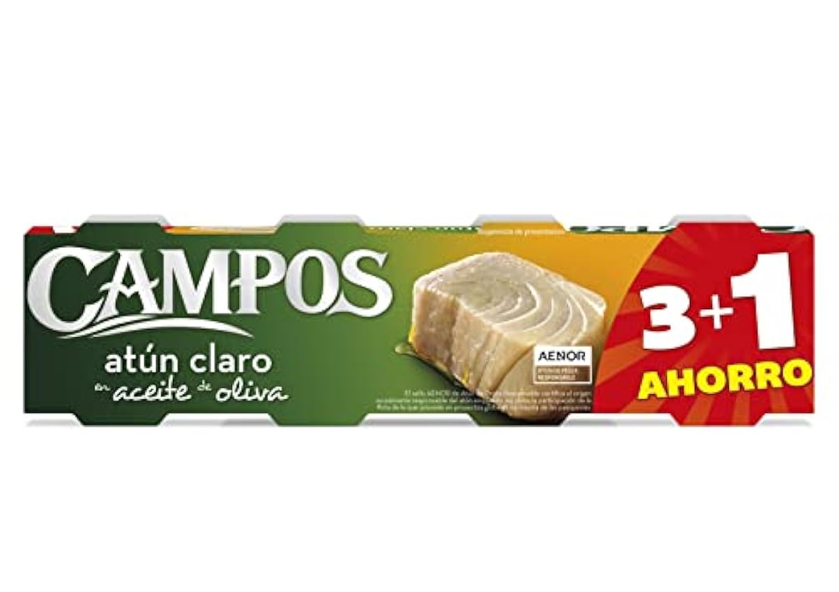 CAMPOS Pack De 4 Latas De 80 G De Atún Claro De Pesca Responsable Apr En Aceite De Oliva, 340 ml - Pack de 4 GtNYq248