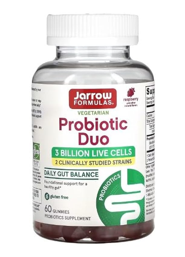 Jarrow Formulas Probiotic Duo, Frambuesa - 60 gomitas -
