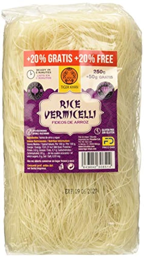 Tiger Khan Noodles Vermicelli - 250 gr - [Pack de 6] gF