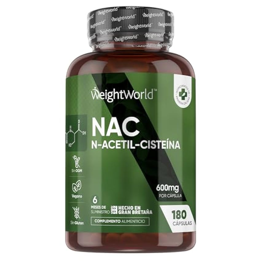 Nac N-Acetil-Cisteína 600mg, 180 Cápsulas Veganas para 