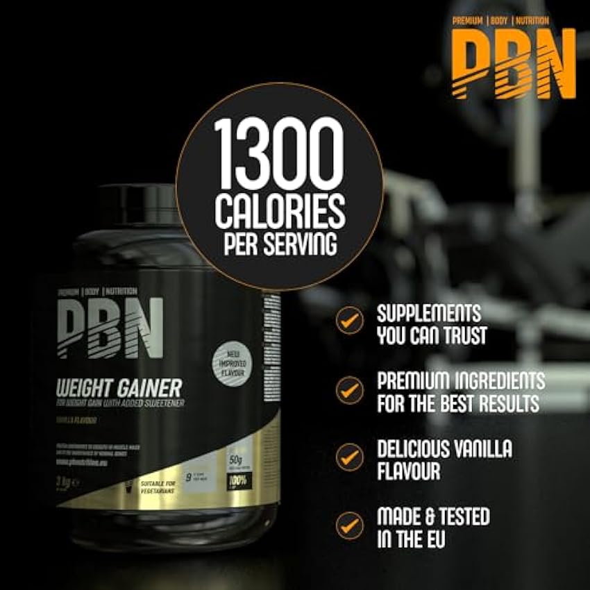 PBN Premium Body Nutrition Bote de ganador de peso, 3 kg, sabor Vainilla, sabor optimizado frvD7HFz