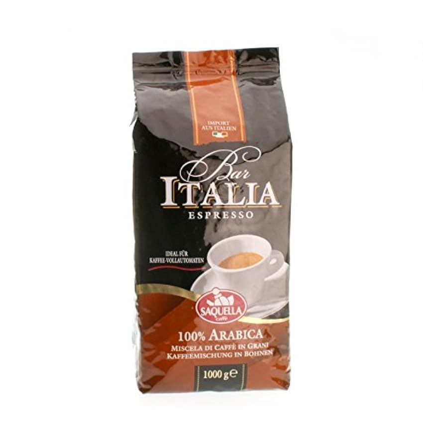 Saquella Espresso Bar Italia 100% Arábica Espesa y cremosa 1 Kg de Granos Enteros mxR1CjTn