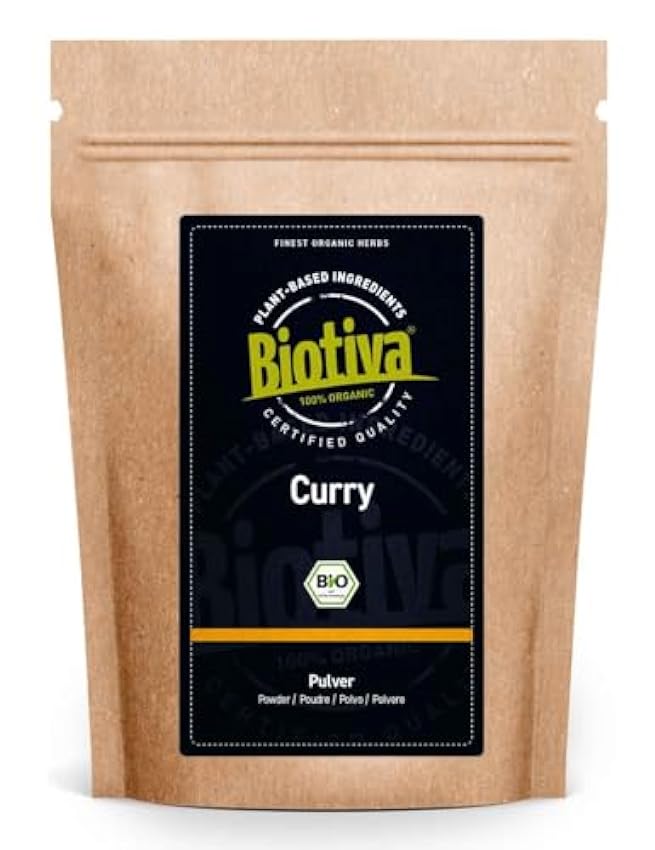 Biotiva Curry fino orgánico molido 100g - suavemene intenso- según una antigua receta casera de la India - sin potenciadores del sabor ni aditivos artificiales - ingredientes 100% orgánicos MeKyVP1q