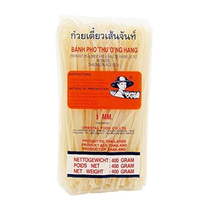 Granjero - fideos de Asia de 3 mm de ancho - paquete de 5 (5 x 400 g) - fideos de arroz tailandés OcwuYaZs