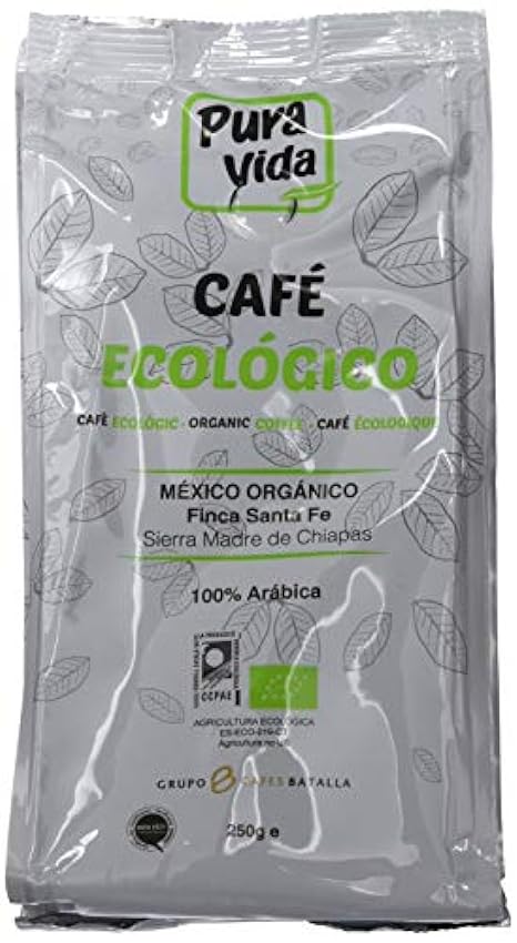 Pura Vida Café Ecológico Natural Molido - 4 Paquetes de 250 gr - Total: 1000 gr KJJHbRaT