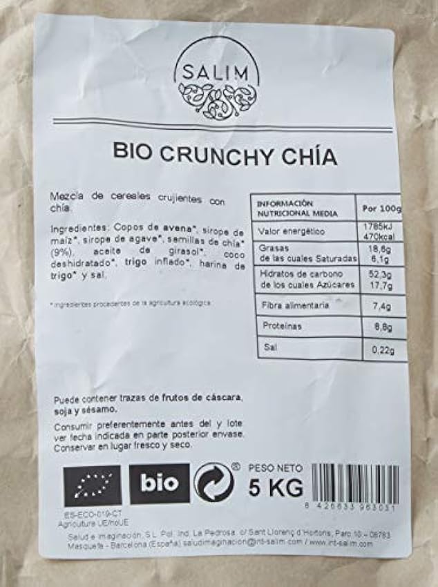 Graneles Granel Eco Bio Crunchy Chia 5 Kg Graneles 5000 g LnenfaV2