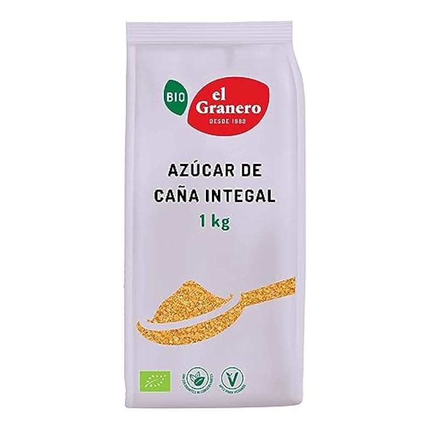 El Granero Integral - Azúcar de Caña Integral - 1kg - Elaborado con Melaza de Caña - Rico en Vitaminas y Minerales - Ideal para Bebidas y Repostería - Apto para Veganos H2KNdvJY