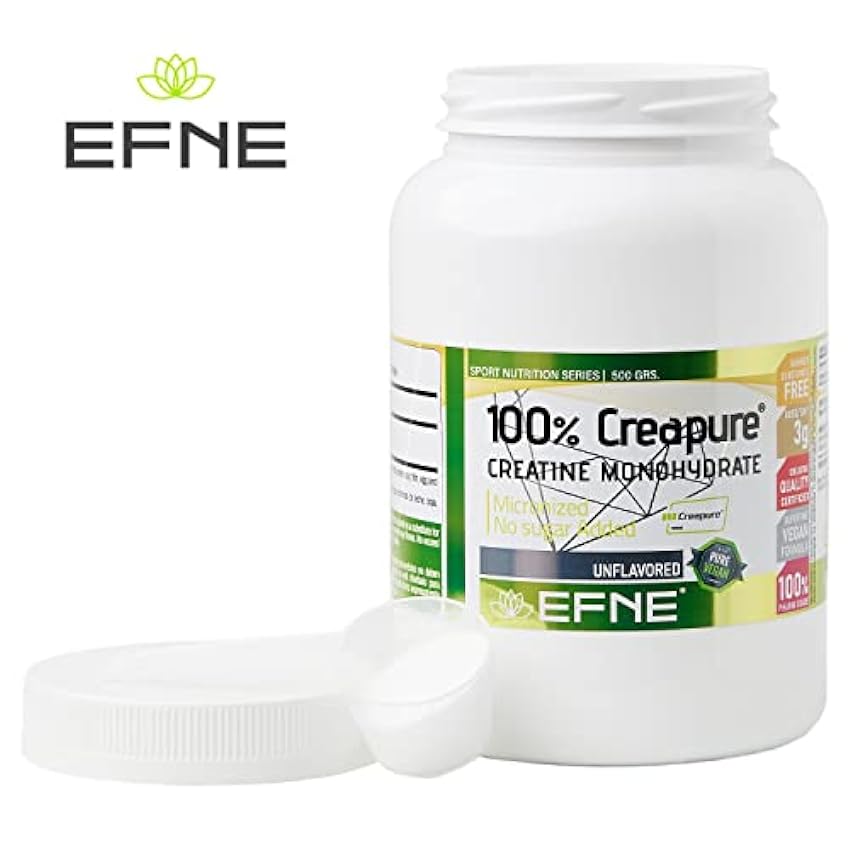 EFNE | Creatina Creapure | 500 g | Creatina en polvo | 100% de pureza Creapure | Aumenta Resistencia y Fuerza , Sabor Neutro | Vegano | IteJ8hJ4