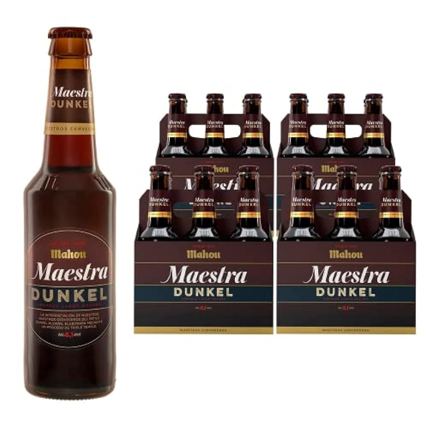 Mahou Maestra Dunkel - Cerveza Lager Española Premium, 