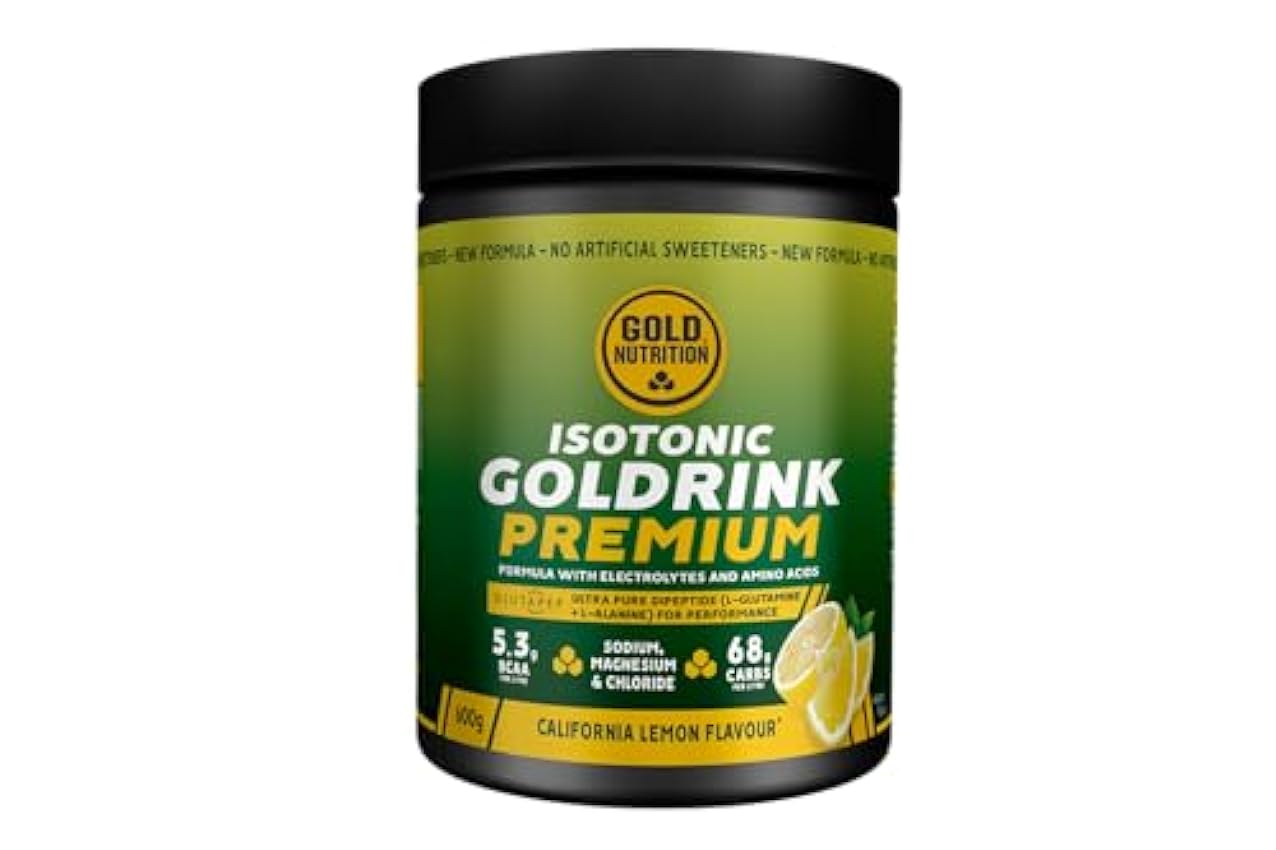 GoldNutrition Goldrink Premium | Bebida deportiva Isotónica en polvo | Con GLUTAPEP, electrolitos y aminoácidos | 600g (Limón) OcfN81Oz
