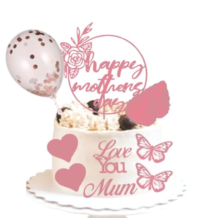Juego de 12 decoraciones para tartas para el Día de la Madre, diseño de hoja de palma, lentejuelas con purpurina, para decoración de tartas de fiesta de mamá (oro rosa) pvakFcLA