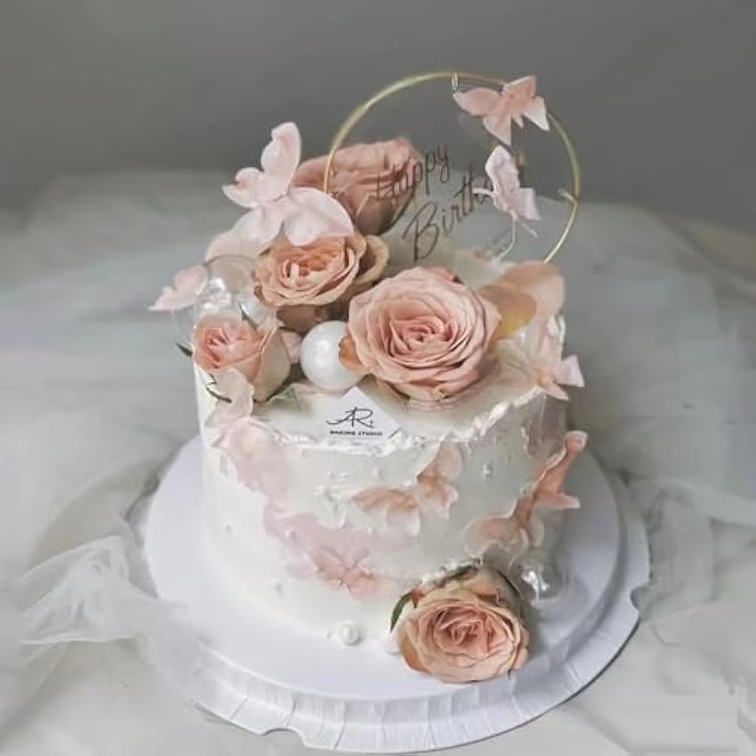 Gfamous Decoración comestible para tartas, mariposas, cupcakes, 48 unidades, color rosa, decoración para tartas, mariposas, papel comestible, decoración para cupcakes, para bodas y cumpleaños olbLxSXb