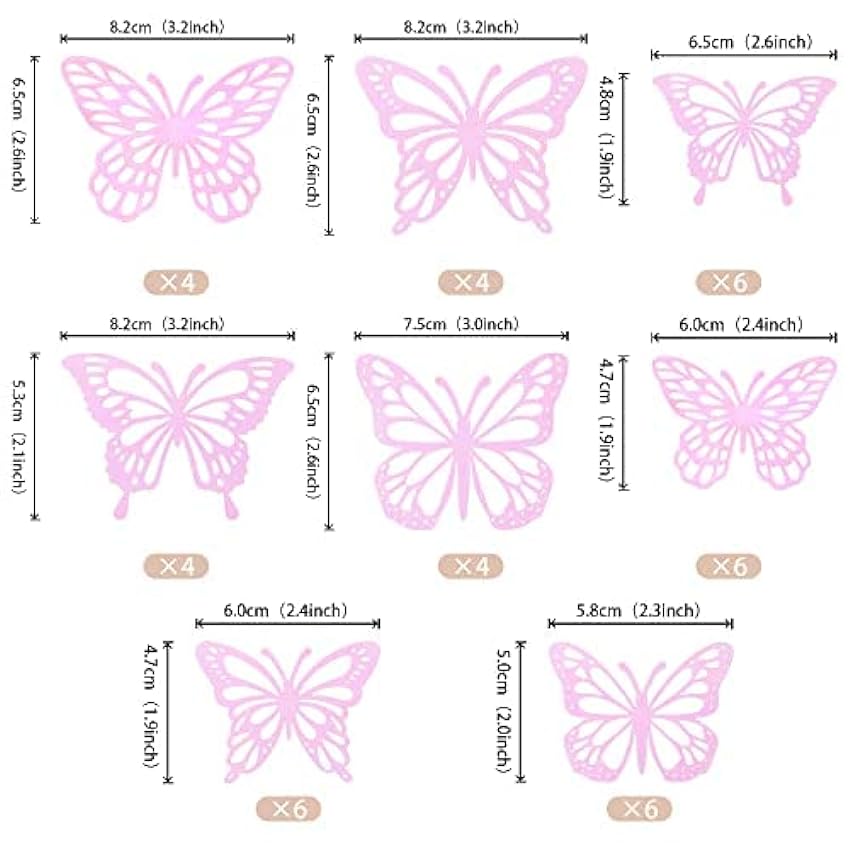 SYKYCTCY Paquete de 40 adornos para magdalenas de mariposas 3D rosadas con estilos mixtos de mariposas huecas Cupake púas de comida decoraciones para bodas, baby shower, fiestas de cumpleaños ohuHuSU0