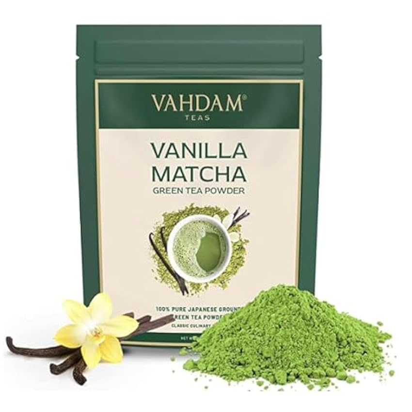 VAHDAM, Polvo de té verde Matcha de vainilla - 100g (50