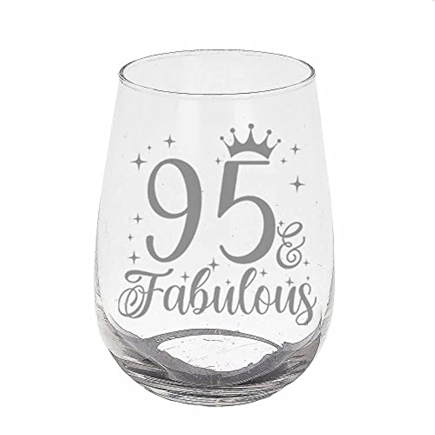 Always Looking Good Regalos de cumpleaños número 95 para mujeres 95 y fabulosos vasos de ginebra grabados sin tallo, regalo para mujeres de 95 años, sin tallo, cristal de ginebra grabado con láser, l7hot3WD