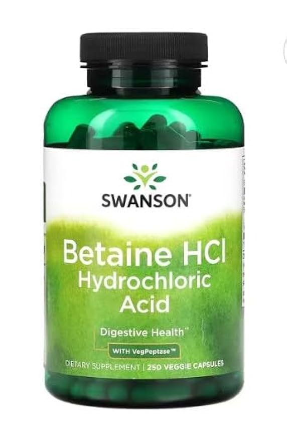 Swanson Betaine HCl Ácido Clorhídrico - 250 Cápsulas Vegetales para Digestión Eficiente y Absorción de Nutrientes - Fórmula Potente IpUjtcSm