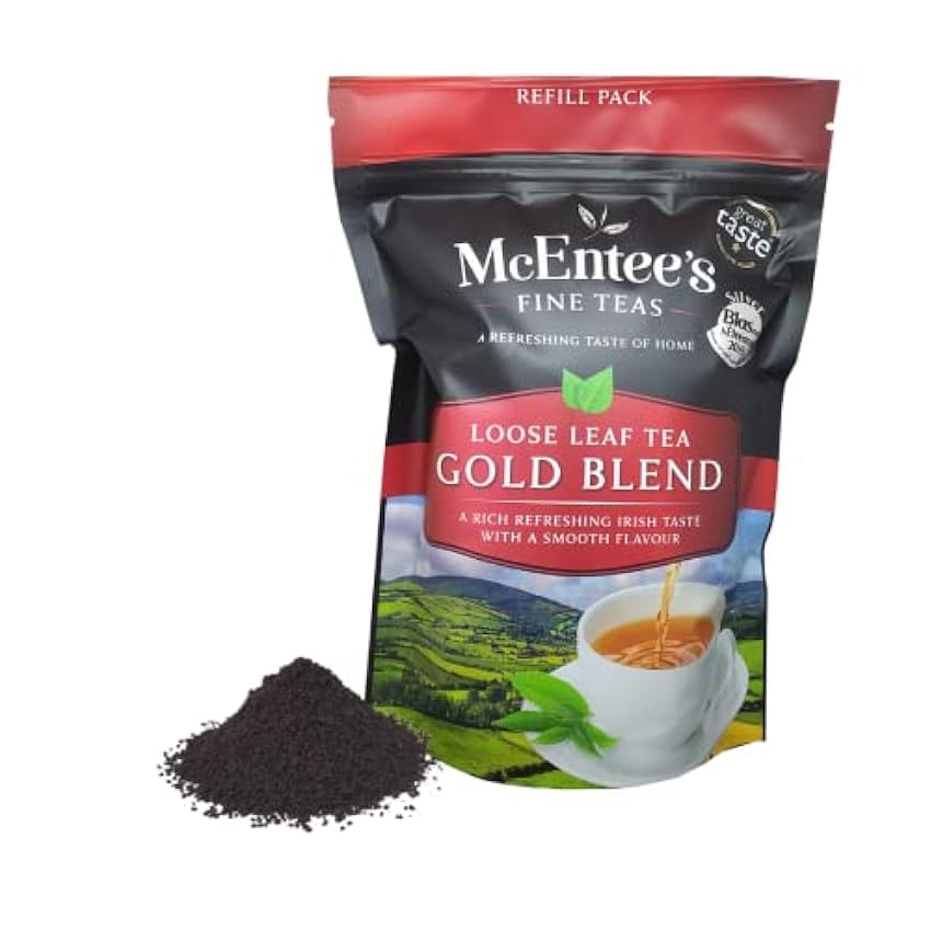 McEntee´s Irish Loose Leaf Gold Blend Tea - 250g Refill Bag - Expertly blended in Ireland to give that perfect cup of tea. A premium blend of Assam and Kenyan tea delivering that taste of home. PfpBlJgh