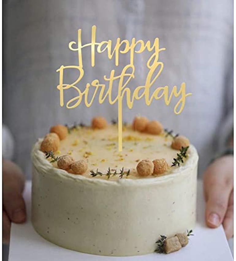 Decoración dorada para tartas de cumpleaños de feliz cumpleaños, decoración para tartas de cumpleaños, decoración de magdalenas de acrílico, decoración para fiestas de cumpleaños, baby shower, iLS66LzF