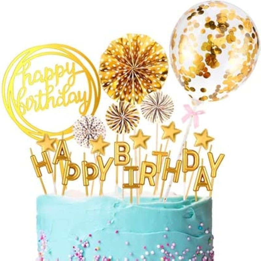Decoración para tartas de nacimiento, decoración de tartas, cumpleaños(dorado) JsTjeW5P