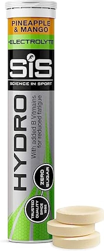 Science in Sport Hydro Electro, más electrolitos, hidratante en tabletas, Sin gluten, Sin azúcar, Piña y Mango, 20 tabletas jsjYdKQE