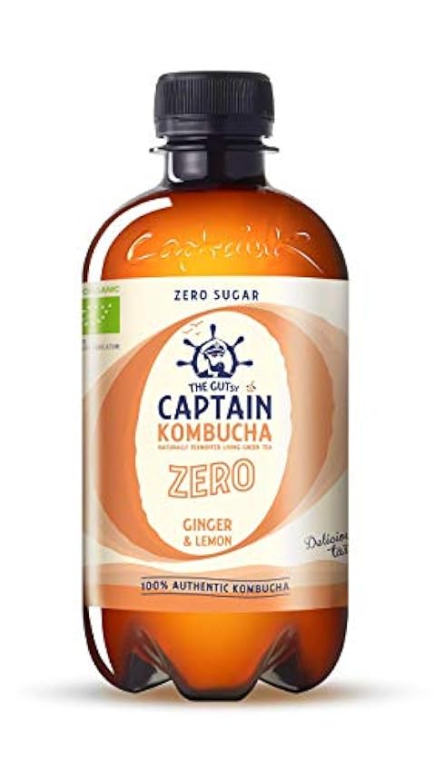 The Gutsy Captain Kombucha ZERO - Zero Sugar, Zero Calories - Bebida Probiótica Naturalmente Fermentada, Sin Pasteurizar, Vegan - 12 x 400ml - MixBox jnNVuho2