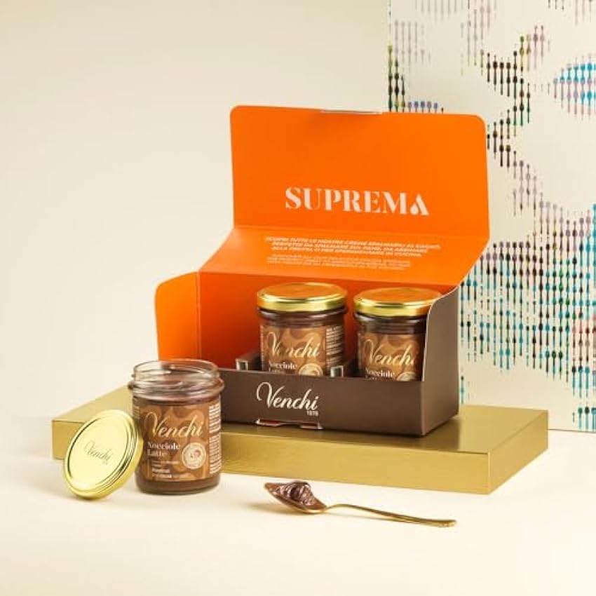 Venchi - Kit de Crema para Untar de Chocolate con Leche y Avellanas - Set de 3 Tarros - Avellanas del Piamonte IGP, 600 g - Sin Gluten nz1Qq9H0