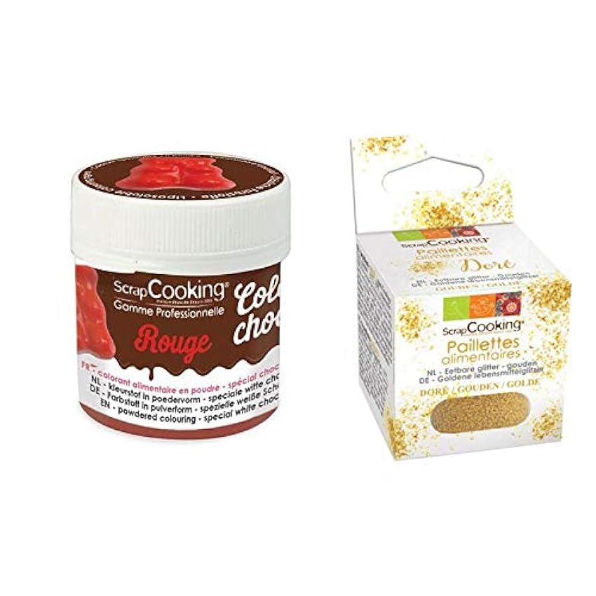 Colorante alimentario soluble en grasa Color´choco Rojo + Brillo dorado comestible PeWoX223