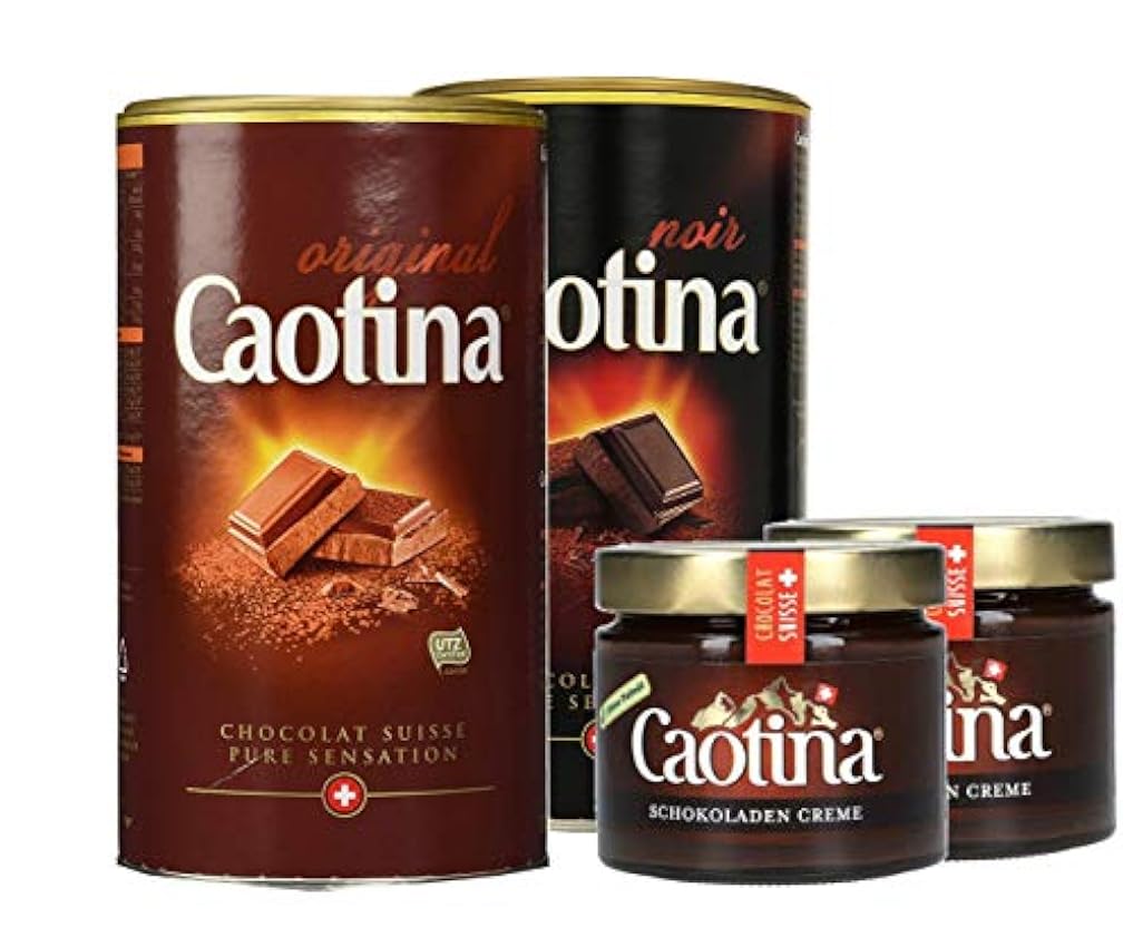 Caotina Original chocolate box noir + leche entera + 2x 300 g Caotina Crema, paquete de 4, (2x500g + 2x300g) OOyrO8E9