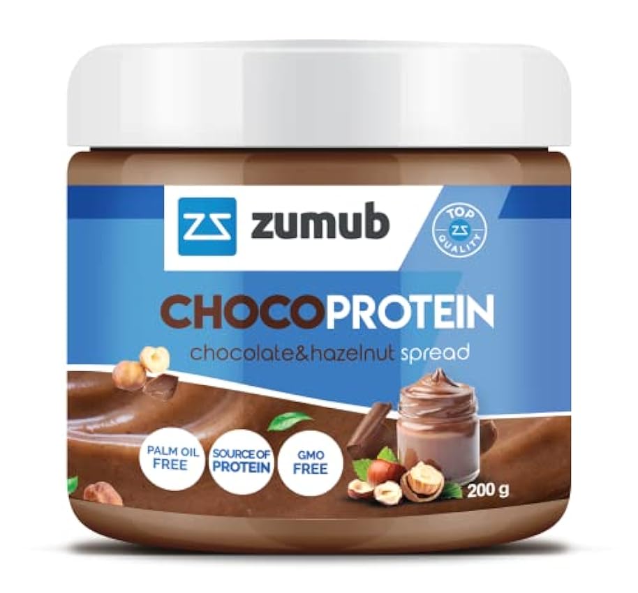 Zumub Chocoprotein - Crema Proteica de Chocolate y Avellanas para Untar - Crema Rica en Proteína del Suero de Leche y Baja en Grasa: Dulce y Nutritivo OSomEvmz