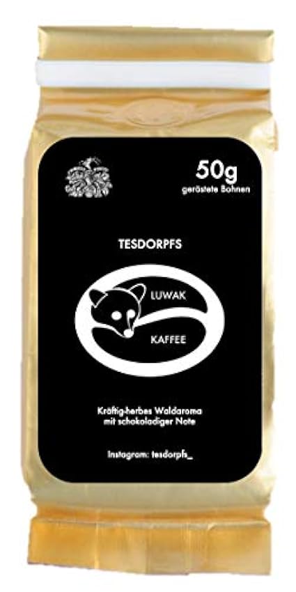 Kopi Luwak - Granos de café - El café más raro del mundo - Perfecto como regalo de cumpleaños! (50 GR - grano tostado) N714DaQM