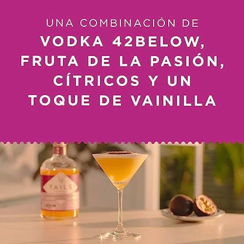 Tails Cocktails Passion Fruit Martini Cocktail, Cóctel preparado elaborado con vodka 42Below, premezclado y listo para tomar, 14,9 % vol., 50 cl / 500 ml i6vJCwIw