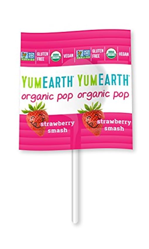 Yumearth - piruletas ecológicas de frutas con vitamina C - 14 unidades (pack 2 bolsas sabor fresa, cereza y frutos rojos) mDRw5btQ