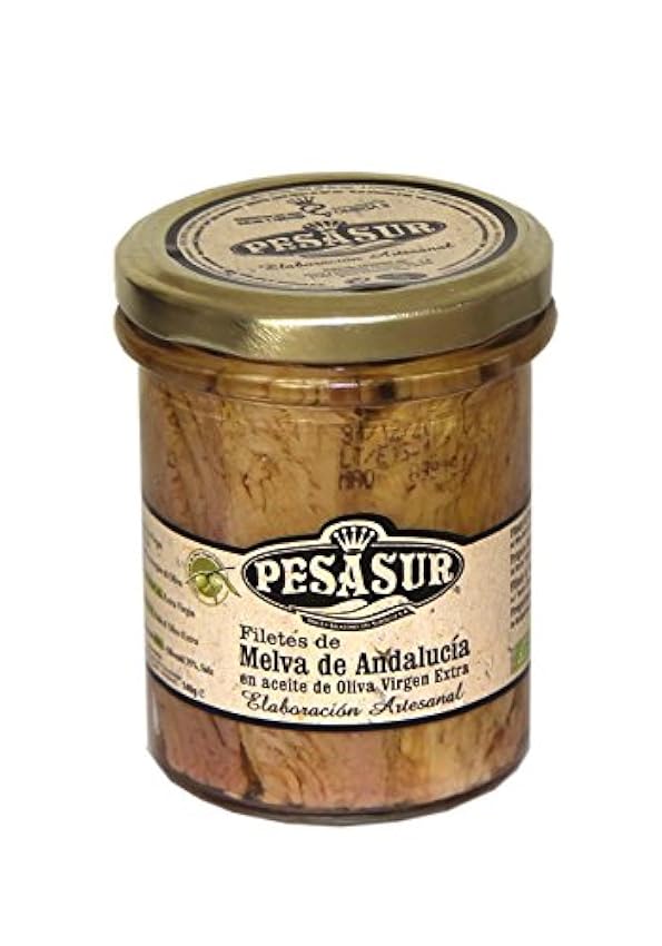 Melva de Andalucía PESASUR Aceite de Oliva Virgen Extra Ecológico Tarro Vidrio [Pack 2 ud x 195 g] GdoLoVG5