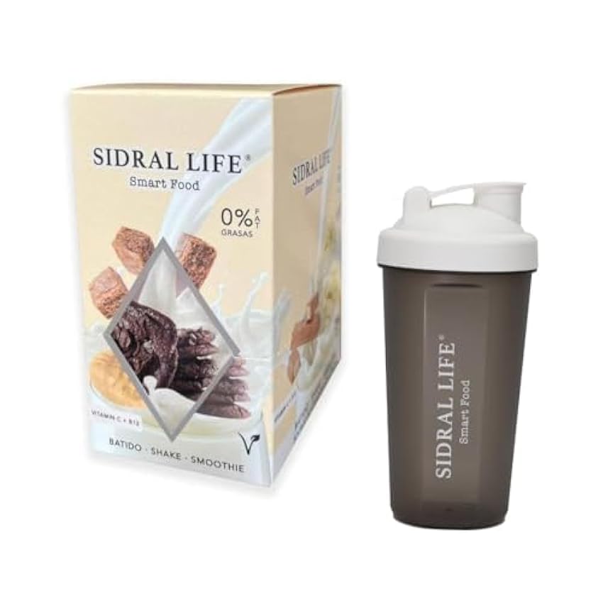 SIDRAL LIFE - MIX Dulce + Shaker 600 ML - Bebidas de sabores dulces y 4 variedades café - Bebidas Instantáneas en Polvo para leche - Sin Azúcar y con Vitamina C y B12-16 Sobres l0lfPKqC