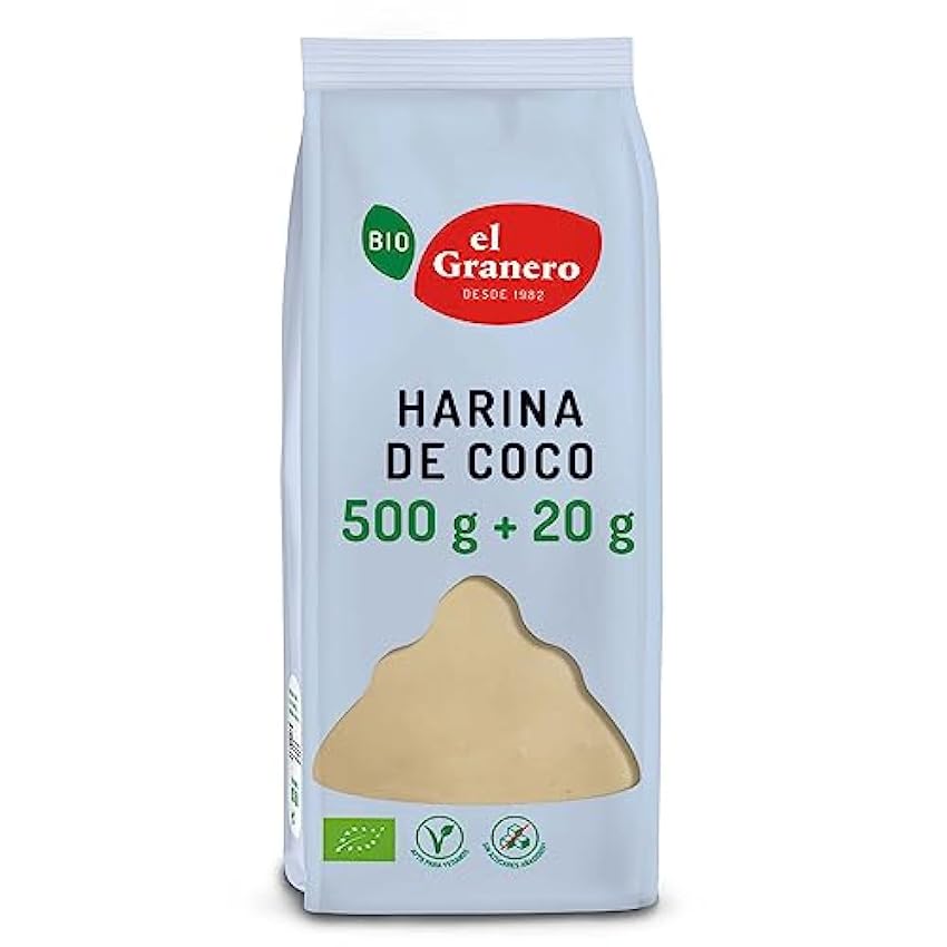 El Granero Integral - Harina de Coco BIO - 500 g - Rica en Fibra y Baja en Carbohidratos - Mejora la Digestión - Estimula el Funcionamiento del Sistema Inmune - Apta para Veganos FuICGCRt