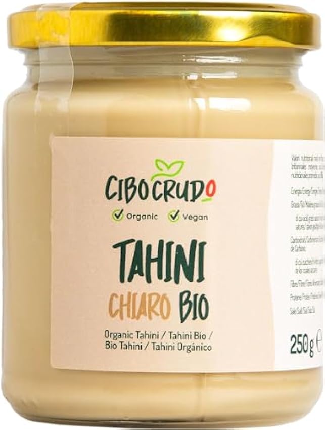 Tahini de Sésamo Ecológico - 250g. Salsa Tahini para Hummus de Garbanzos de Semillas de Sésamo. Contiene Vitaminas Proteínas Fibras y Antioxidantes. Para Veganos y Vegetarianos. Para Buddha Bowl. ON5dVdix